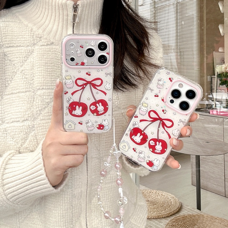 Cute Cartoon Wrist Strap Silicone Case - Casing HP Miffy Sparkling Motif Ceri