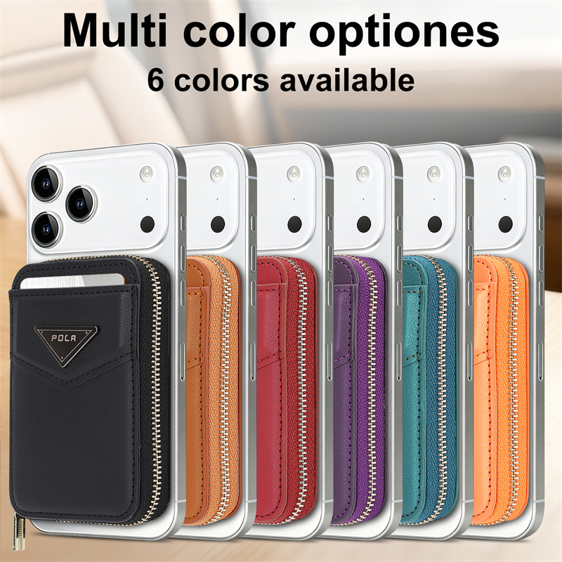 Leather Wallet Card Holder Phone Cover - Dompet Resleting Tempat Kartu untuk Apple