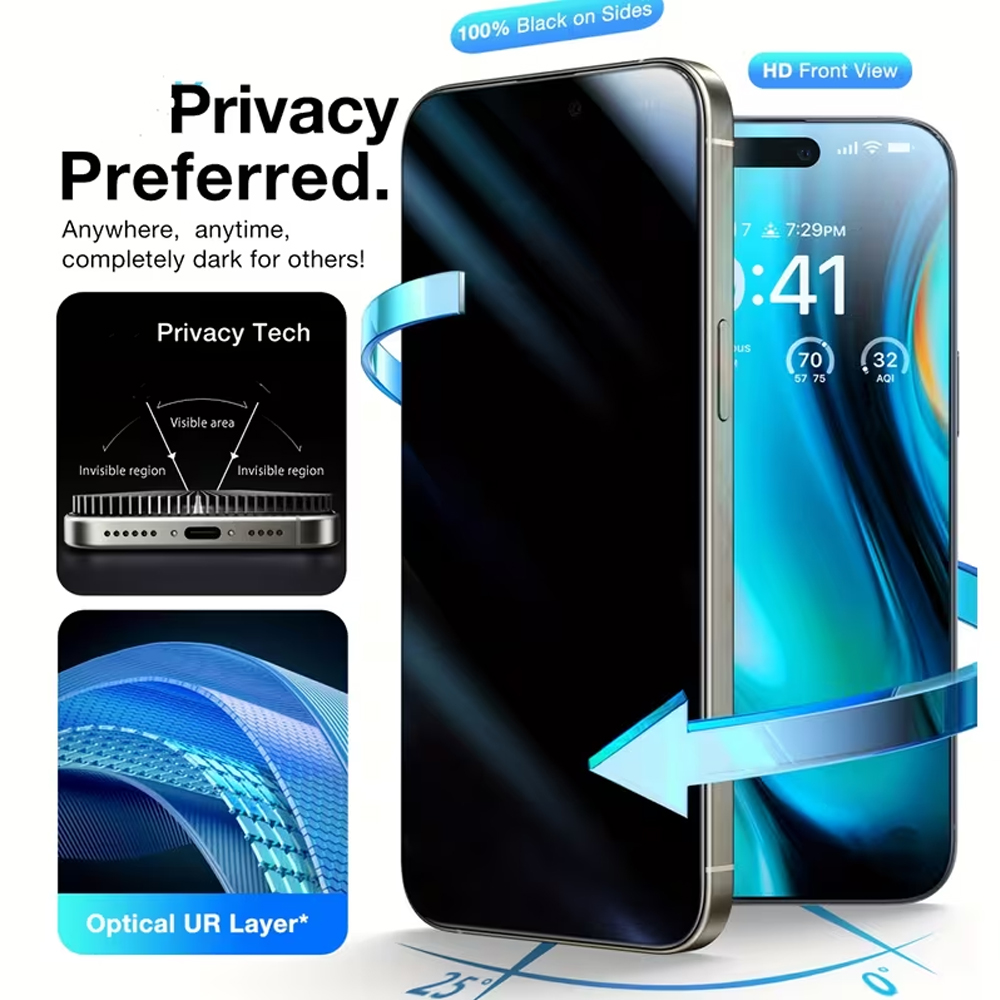 Anti Peek Privacy Tempered Glass - 1-3PCS Kaca Tempered Anti-Spy Privacy untuk