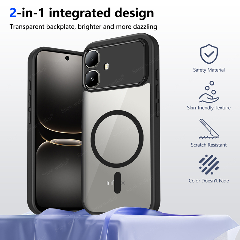 Clear Shockproof Bumper Case - Casing Silikon Transparan Magnetik untuk Infinix