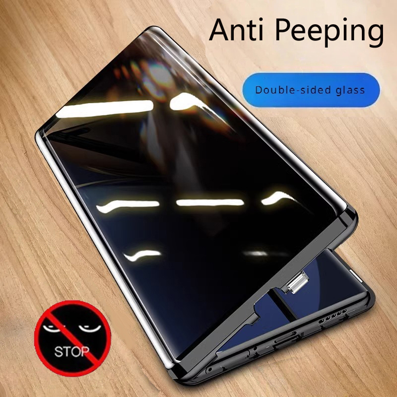 Anti Spy Privacy Glass Case - Casing ponsel logam kaca dua sisi