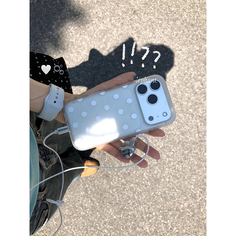 Clear Shockproof Bumper Case - Casing Ponsel Transparan Motif Polkadot Putih