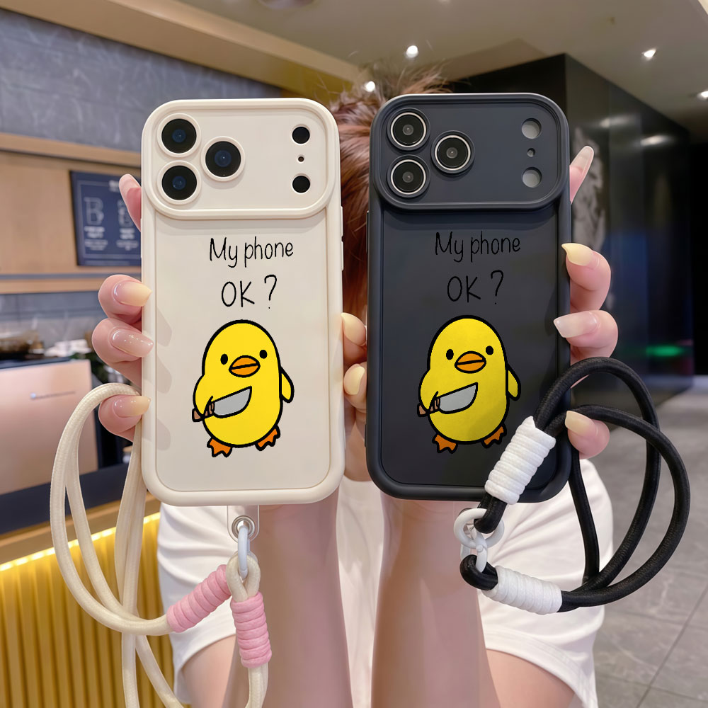 Cute Cartoon Wrist Strap Silicone Case - Casing Ponsel Tali Pergelangan Tangan Motif