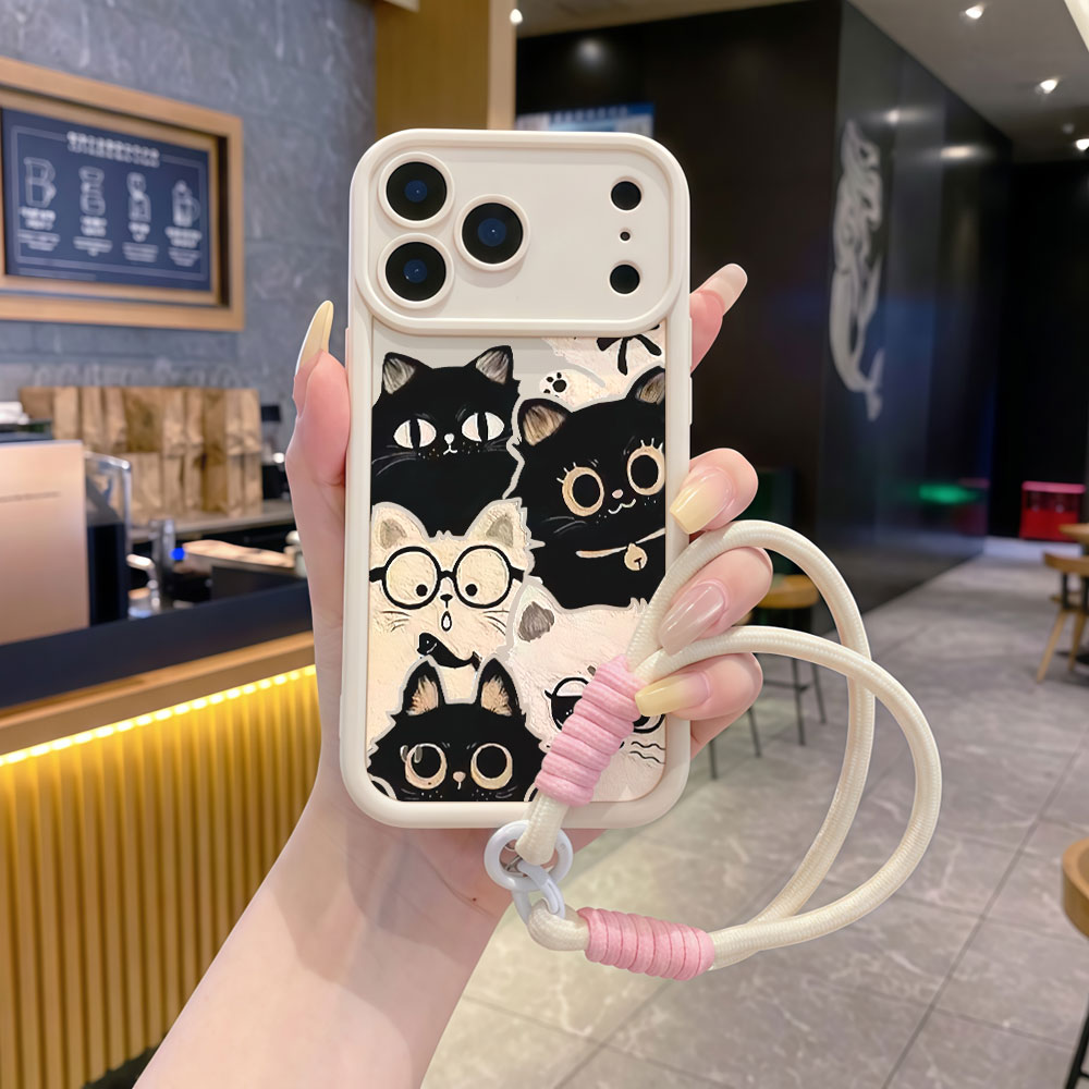 Cute Cartoon Wrist Strap Silicone Case - Casing HP Anti Benturan Motif Kucing