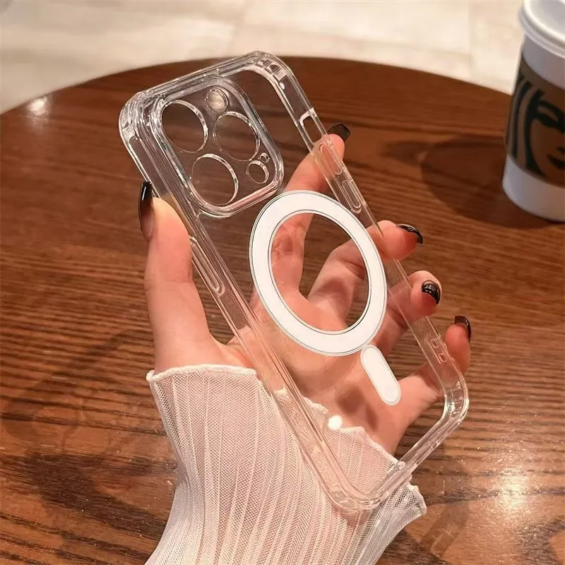 Clear Shockproof Bumper Case - Casing Ponsel Magnetik Pengisi Daya Nirkabel