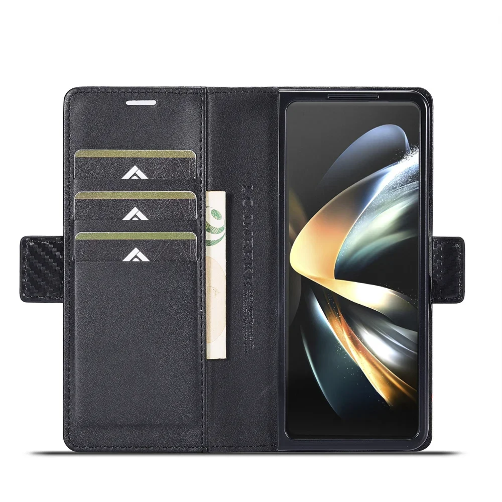 Penutup Kulit PU Serat Karbon  - Leather Wallet Card Holder Phone Cover ulasan dan harga