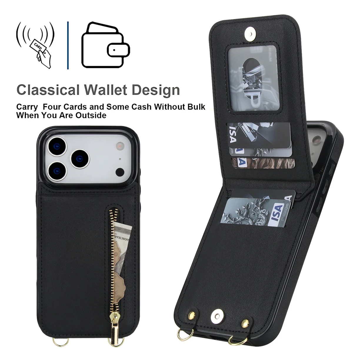 Dompet Kulit dengan Resleting  - Leather Wallet Card Holder Phone Cover ulasan dan harga
