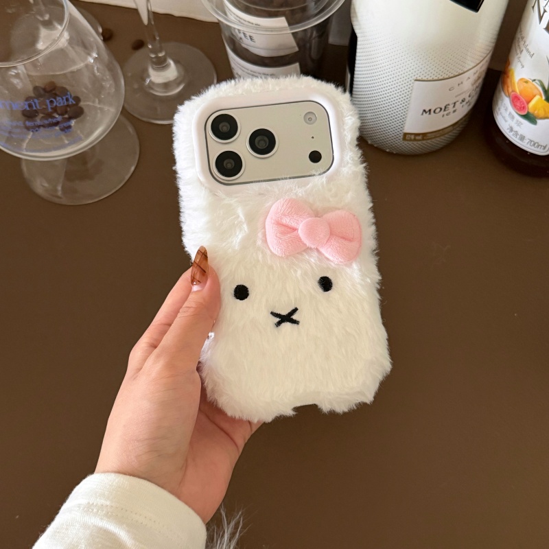 Casing HP Miffy Bulu Putih Lem - Cute Cartoon Wrist Strap Silicone Case ulasan dan harga