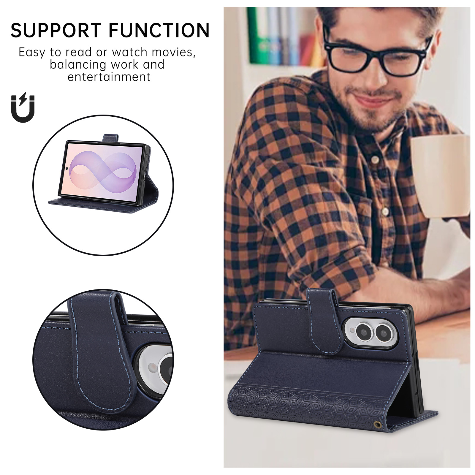 Dompet Kulit Mewah untuk Bisni - Leather Wallet Card Holder Phone Cover ulasan dan harga