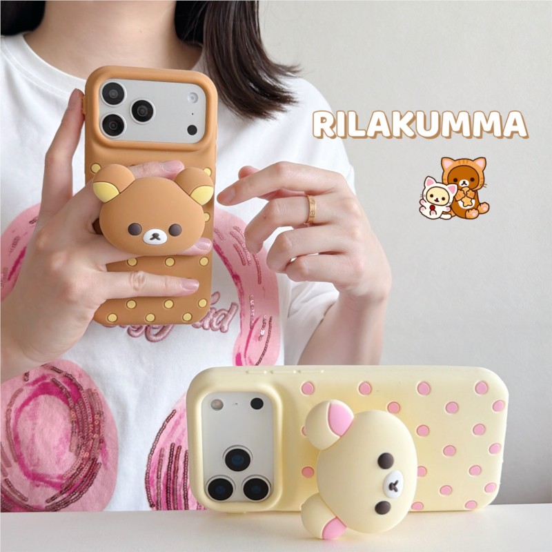 Casing HP Silikon 3D Rilakkuma - Cute Cartoon Wrist Strap Silicone Case ulasan dan harga
