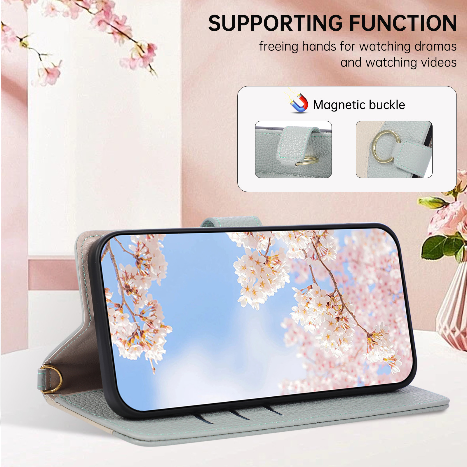 Casing Ponsel Kulit dengan Tal - Leather Wallet Card Holder Phone Cover ulasan dan harga