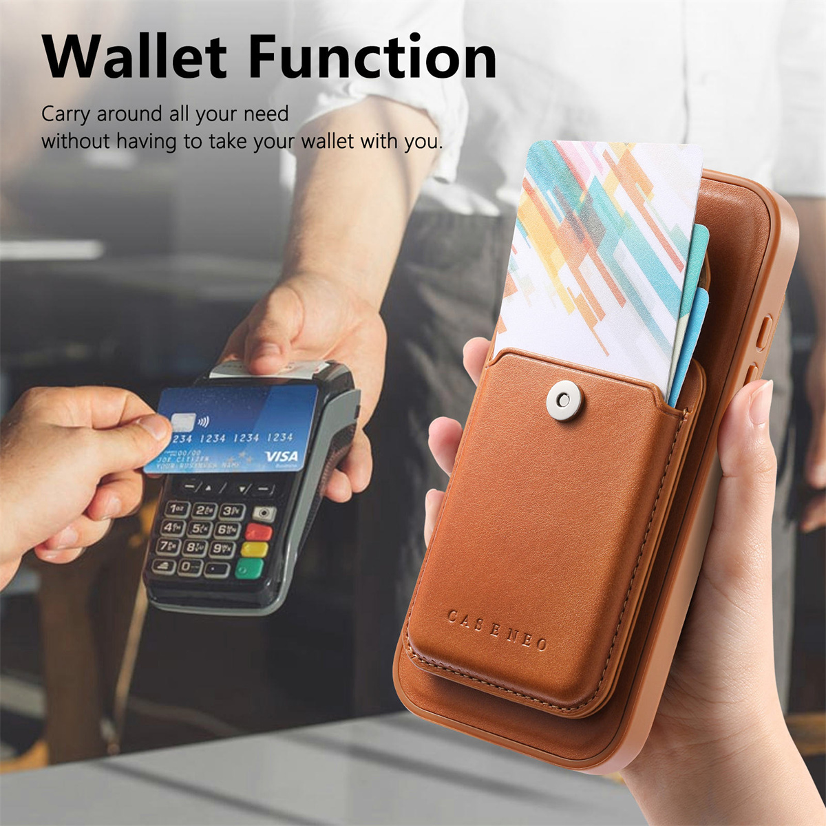 Casing Ponsel Kulit 2 in 1 Mag - Leather Wallet Card Holder Phone Cover ulasan dan harga