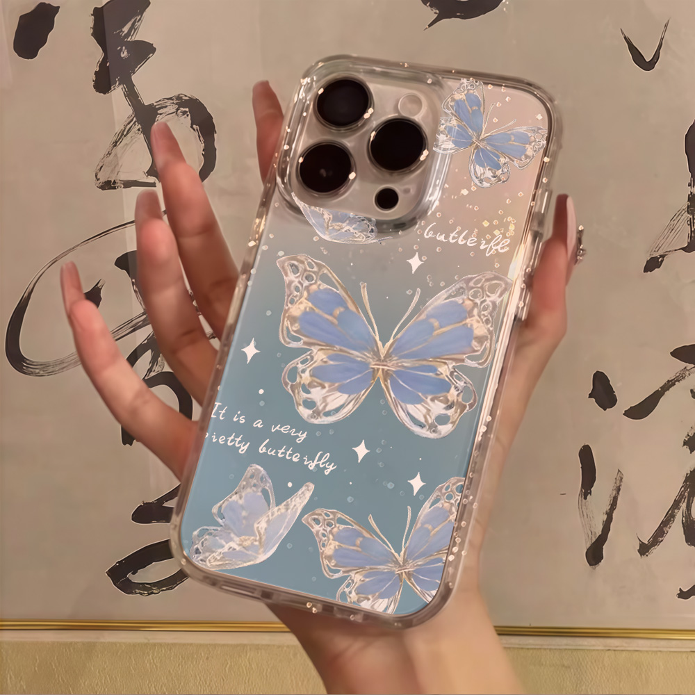 Casing Ponsel Mewah Motif Kupu - Clear Shockproof Bumper Case ulasan dan harga