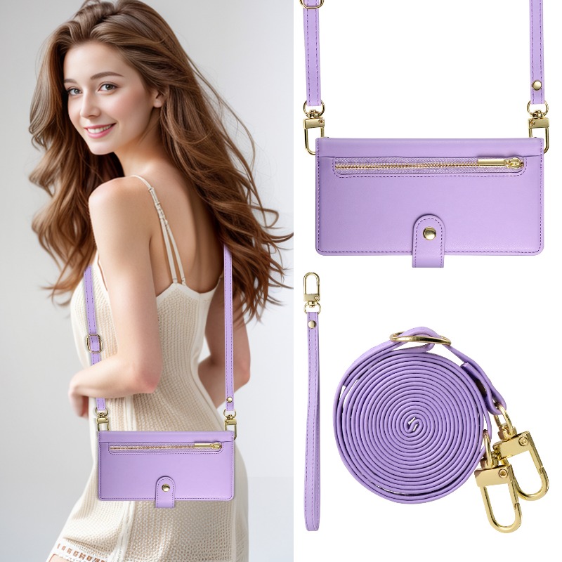 Casing Ponsel Selempang dengan - Leather Wallet Card Holder Phone Cover ulasan dan harga